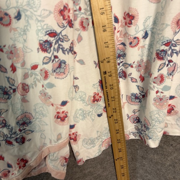 Garnet Hill Asian Wrap Pajama Set Womens Sz M White Floral Organic Lightweight - Picture 12 of 13